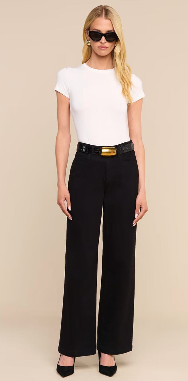 L Agence Jeans 26 Scottie Wide Leg Black Noir Denim Casual Work Office Casual